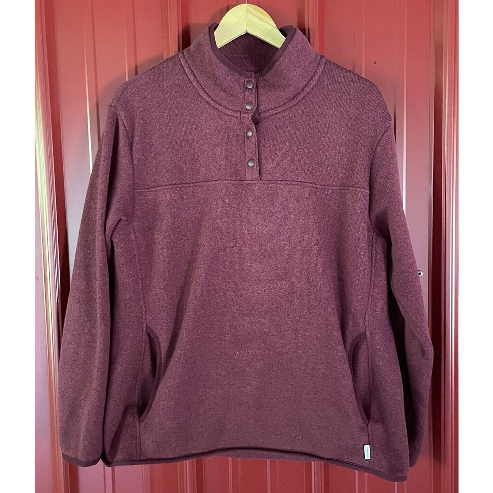 Eddie Bauer Sweater Knit Fleece Snap Up Active Outdoor Hiking Fishing‎ Womens XL